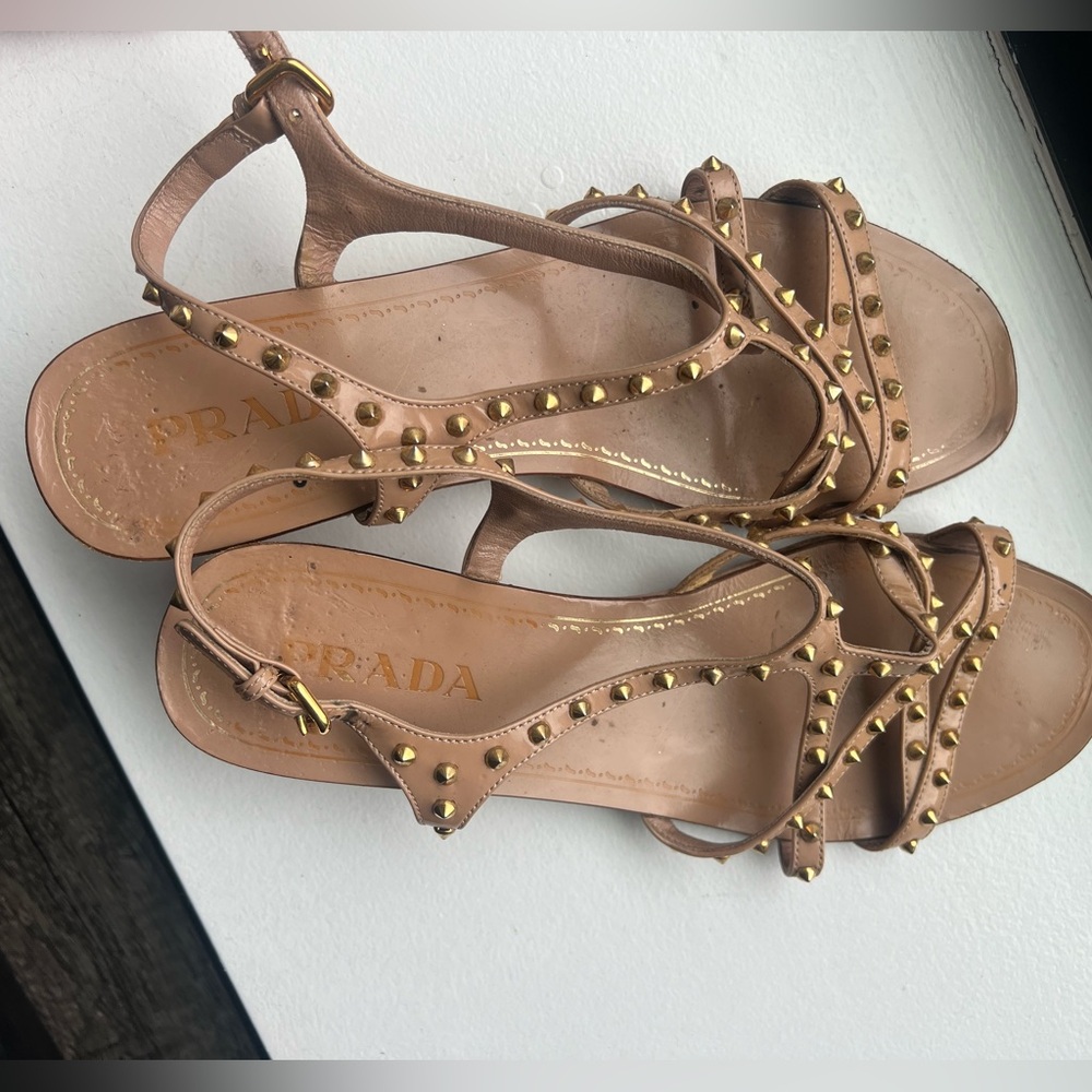 Prada beige sandal with studs